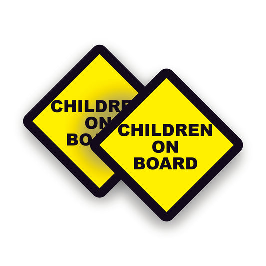2 pack of Children on board warning safety vinyl sticker sign for car or vehicle windows