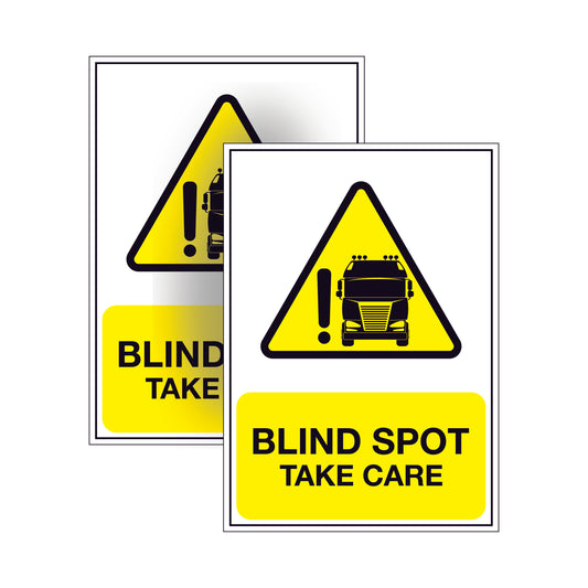 2 pack of Blind spot take care warning safety sticker signs for lorries & vehicles