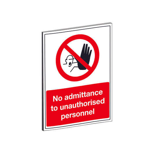 No Entry Authorised personnel Warning Vinyl Waterproof Sticker / hard back Sign 3mm