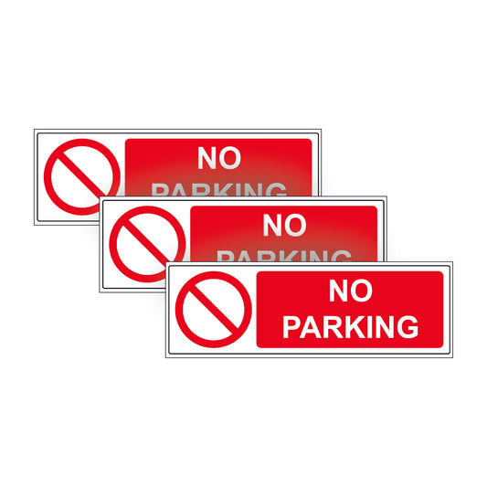 No Parking SAFETY WARNING SIGNS Stickers 3 Pack, sticks to walls, doors, windows