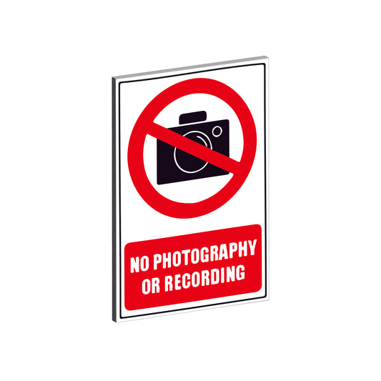 NO PHOTOS or FILMING WARNING SAFETY STICKER SIGN HARDBACK 3MM SIGN