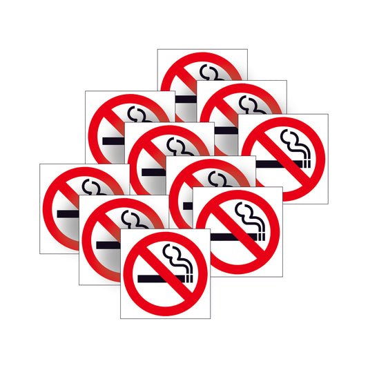 10 pack No smoking warning safety sign stickers for commercial, residential or vehicle use
