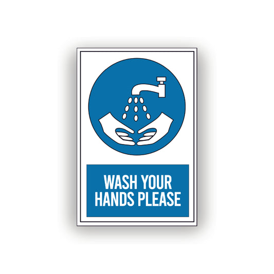 PLEASE WASH YOUR HANDS SAFETY WARNING SIGNS Stickers for walls, doors, glass 2pk