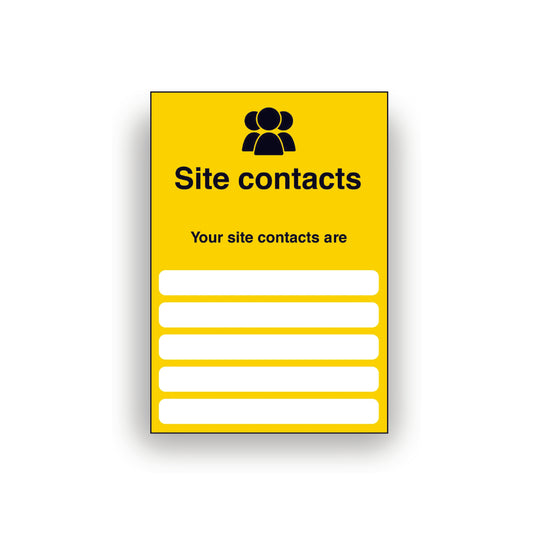 Site Contacts Construction/building site sign, drywipe lamination option sticker