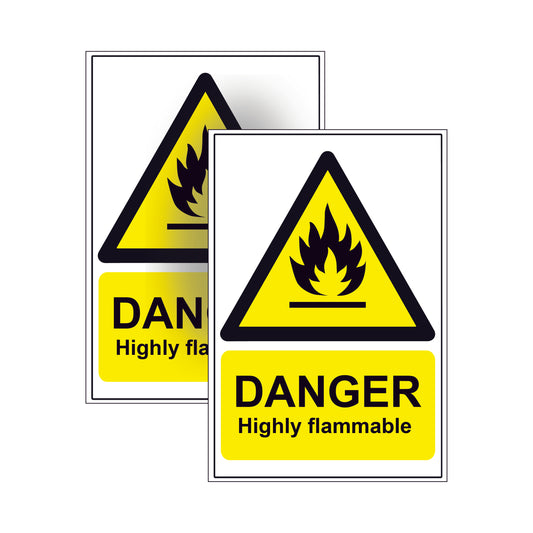 2 pack Danger highly flammable warning safety hazard signs