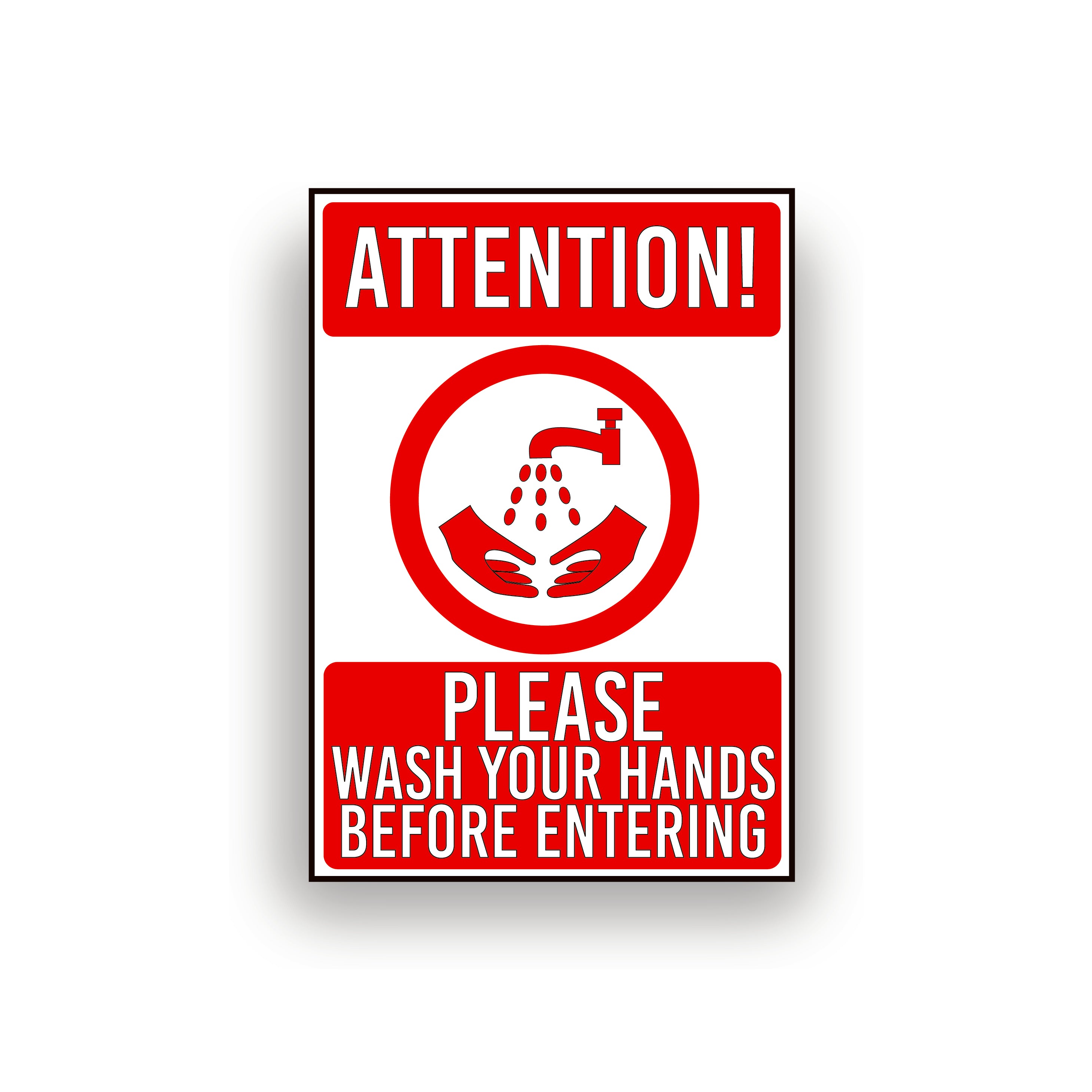 ATTENTION! PLEASE WASH YOUR HANDS ANTI VIRUS PREVENTION WARNING STICKE ...